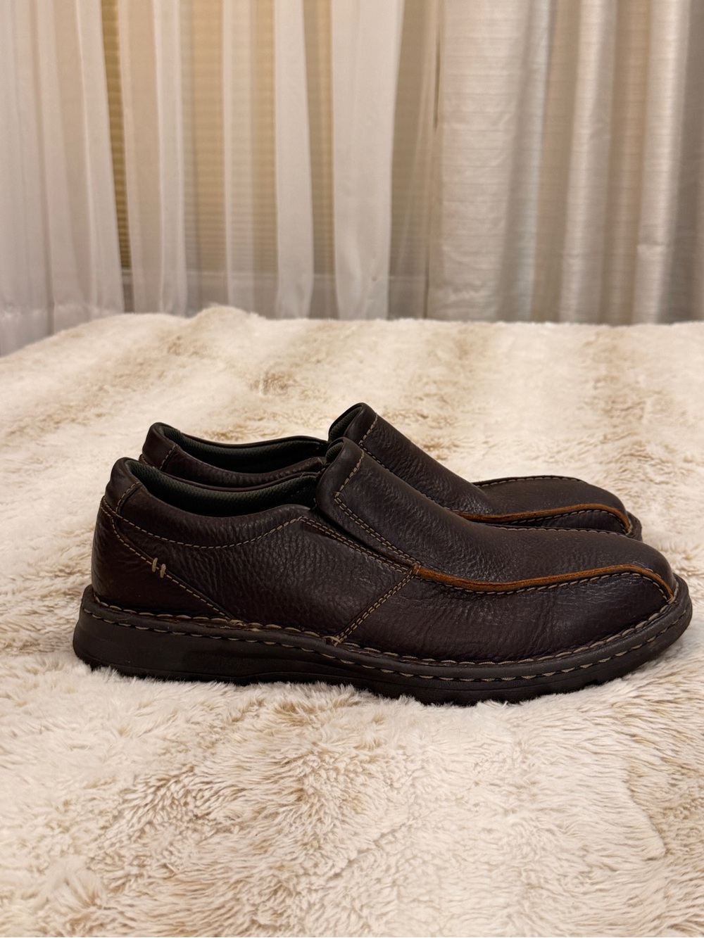 Clarks Collection Men’s Brown Leather Slip-On Loafers Size 9.5 Wide